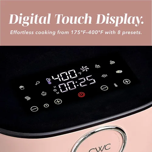 Vista 4 de COOK WITH COLOR Freidora de aire digital de cocina de 1400 W y 5.5 cuartos de galón con cesta de vidrio, 8 opciones de cocción saludable