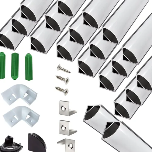 Vista 11 de THMOOTHER Tira LED con forma de V de 3.28 pies, resistente a los rayos UV, difusor de canal negro, paquete de 6 perfiles de aluminio con cubierta