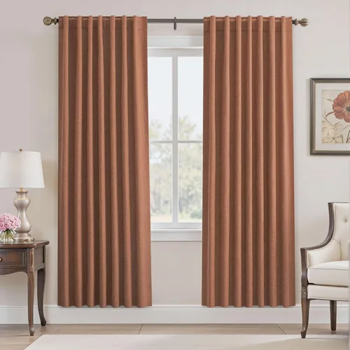 Vista 99 de UHITECH Cortinas opacas de lino de 102 pulgadas de largo, juego de 2 paneles térmicos para sala de estar, cortinas opacas para dormitorio