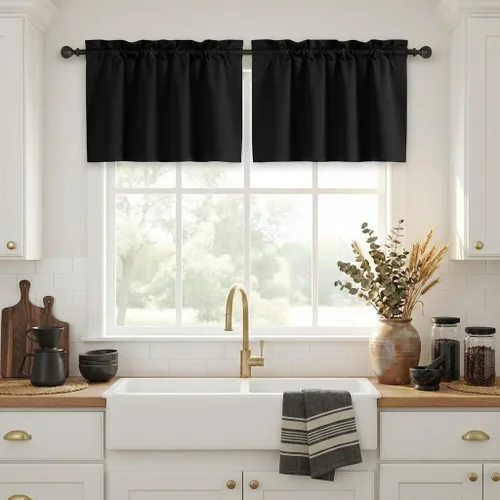 Vista 25 de NICETOWN Cenefas de Ventana Opacas con Aislamiento Térmico para Guardería - Paneles de Cortina con Bolsillo para Barra de Decoración del Hogar