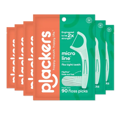 Vista 12 de Plackers Micro Line - Púas de hilo dental plegable, Tuffloss, fácil almacenamiento con sello de cierre seguro, sabor a menta fresca, 150