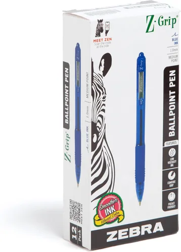 Vista 10 de Zebra Pen Z-Grip - Bolígrafo retráctil de punta media, 3/64 pulgadas, tinta negra, 18