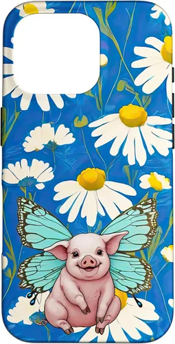 Vista 20 de Adorable pig piglet with butterfly wIngs daisy flower sweet Case for iPhone 16
