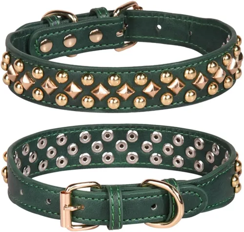 Vista 17 de Collar para perro con pinchos, remache de hongos con tachuelas, ajustable, de piel sintética, collares para mascotas, para gatos, cachorros, perros
