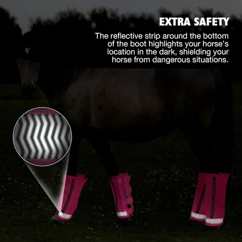 Vista 5 de Harrison Howard Botas de caballo sueltas con protección UV, leggings de malla fina duraderos con tiras reflectantes (juego de 4)