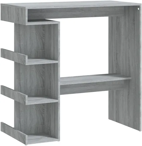 Vista 2 de Bar Table with Storage 3-Tier Modern Narrow Kitchen Island Counter Height Table Gray Sonoma 39.4"x19.7"x40" for Small Space Dining Room Apartment