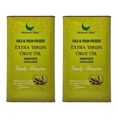 Aceite de oliva virgen extra prensado en frío y fresco Arbequina de Noah's Ark seleccionado a mano | Origen único, alto polifenol - 2 paquetes -