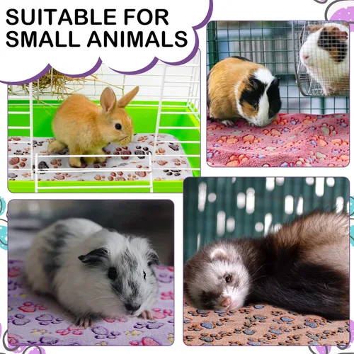 Vista 6 de Newwiee 12 mantas de forro polar de conejillo de indias, lavables, para jaula de cobayas, manta reversible de animales pequeños, manta protectora