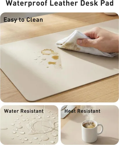 Vista 136 de Aothia Protector de escritorio de cuero, alfombrilla para mouse, alfombrilla de escritorio de oficina, 31.5 x 15.7 pulgadas, secante de escritorio