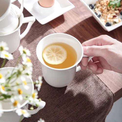 Vista 6 de MALACASA Coffee Mugs Set, 10 OZ Porcelain White Coffee Mugs Espresso Cups Set of 6, Ceramic Cups Mugs Set with Handle for Cappuccino, Tea and Cocoa