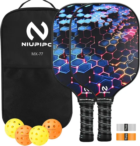 Vista 13 de niupipo Pickleball Paddles Set of 2 or 4, USAPA Approved Fiberglass Pickleball Paddle Set with Balls and Bag, Polypropylene Honeycomb Core