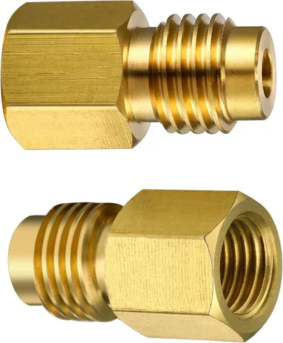 Vista 3 de 2 Piezas Adaptador de Tanque de Refrigerante de Latón 6015 R134A a Adaptador de Conexión R12 1/2 Hembra a 1/4 Macho Adaptador de Válvula con Núcleo