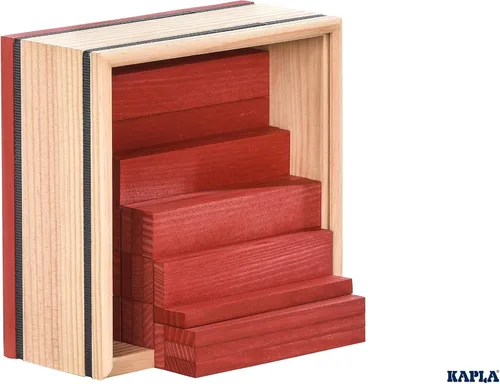 Vista 7 de KAPLA 40 cuadrados rojos – Juego de construcción de madera – 40 tablones de construcción de color rojo – para mayores de 3 años