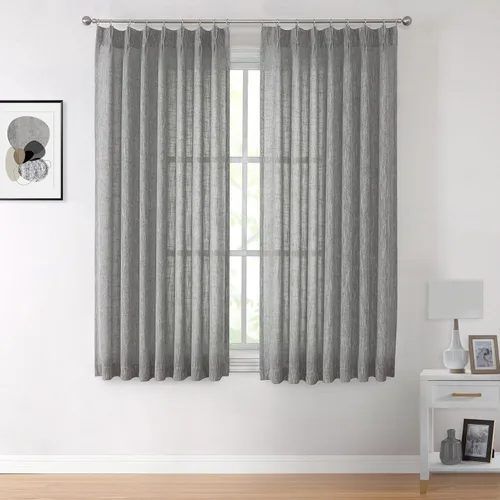 Vista 31 de Vision Home - Cortinas plisadas y semitraslúcidas con ganchos, mezcla de lino texturizado, filtran la luz, para sala, dormitorio, 2 paneles, 40 x 63