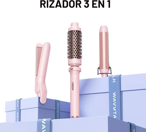 Vista 8 de Wavytalk Juego de Rizadores 3 en 1, Rizos Múltiples, Juego de Rizador con Cepillo Redondo Calentado, Plancha Alisadora de Cabello, Rizador de 1 1/4
