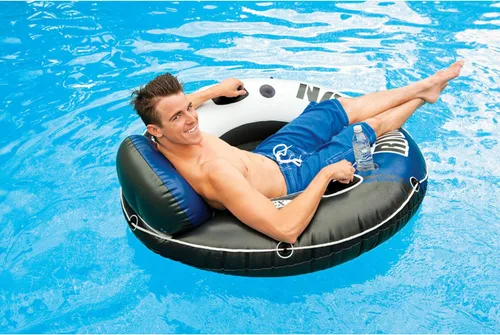 Vista 7 de Intex River Run Inflatable Floating Water Tube Lake Raft with Heavy-Duty Handles, Backrest and Cupholders for Lake, River