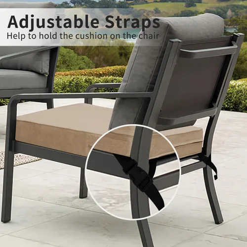 Vista 5 de Easy-Going Paquete de 4 fundas de cojín de patio de 27 x 25 x 5 pulgadas, con aspecto de lino, resistente al agua, con cremallera, para muebles