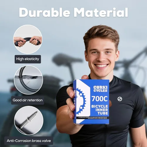 Vista 4 de Tubo interior de repuesto para neumático de bicicleta 700c para bicicleta de carretera de 28 pulgadas, repuesto de caucho butílico resistente