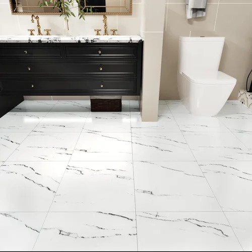 Vista 12 de WESTICK Azulejos autoadhesivos de mármol blanco para despegar y pegar, azulejos de suelo de cocina impermeables para despegar y pegar, azulejos