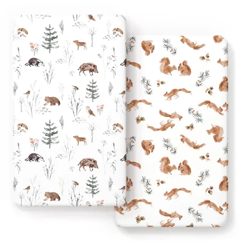 Vista 20 de GRSSDER Juego de 2 sábanas elásticas para cuna para bebé, ultra suaves, universales, se adaptan a la mayoría de las almohadillas de colchón de cuna