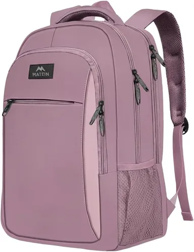 Vista 14 de MATEIN - Mochila de viaje para laptop, mochila empresarial antirrobo, delgada, resistente, puerto de carga USB, impermeable, para universidad o Gris