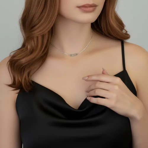 Vista 5 de EnCharmed Sterling Silver Aquamarine Delicate Choker, Handmade Minimal Dainty Gemstone Necklace, Adjustable Length 14-17 Inches, March Birthstone