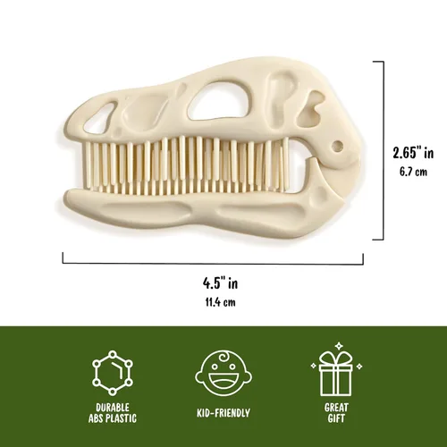 Vista 4 de Genuine Fred BONEHEAD - Cepillo y peine plegable, divertido diseño de dinosaurio, herramienta para el cuidado del cabello y peine desenredante