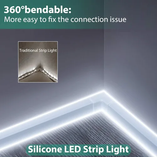 Vista 9 de Lamomo - Tiras de luces LED blancas, tira de luces de neón de 16.4 pies/5m, tira LED de neón impermeable flexible de 12V, tira de luces LED de neón