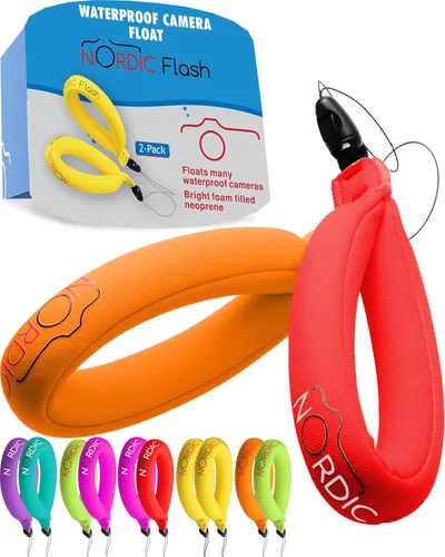 Vista 12 de Nordic Flash Flotador impermeable para cámara (paquete de 2) – Correa flotante para cámaras de acción, accesorios GoPro, mango flotante DJI, correa