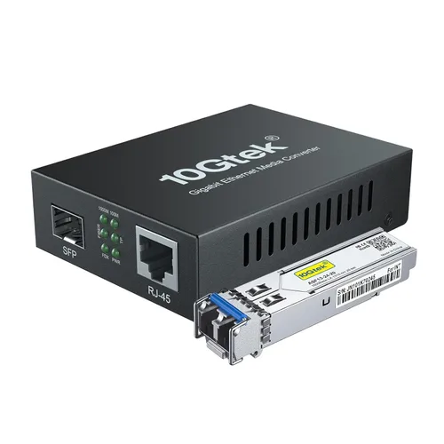 Vista 12 de 10Gtek Convertidor de medios Gigabit Ethernet con módulo 1000Base-SX incluido, MMF Dual LC Fibra a Ethernet RJ45 Convertidor para 10/100/1000Base-Tx