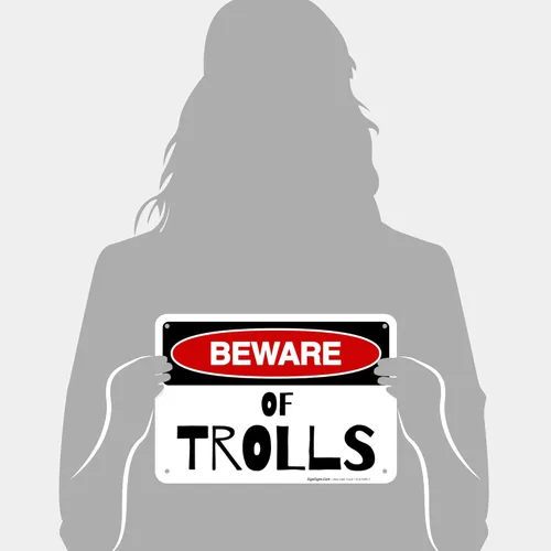Vista 4 de Letrero de Beware of Trolls, 10 x 7 pulgadas, aluminio 040 libre de óxido, resistente a la decoloración, fabricado en Estados Unidos