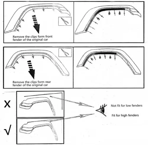Vista 2 de Juego de extensiones de guardabarros delanteros y traseros para Jeep Wrangler JL 4XE 2018-2024 (se ajusta a guardabarros altos)