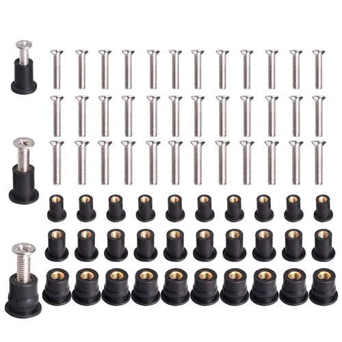 Vista 8 de WEDAMER 36 pares de tuercas de neopreno M4 M5 M6 con tornillo de acero inoxidable M5, tuercas de neopreno para kayak, pernos de latón y cobre