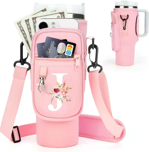 Vista 69 de Initial Water Bottle Holder with Strap for Stanley Cup Accessories 40 oz Tumbler/Simple Modern Tumbler Bag, Water Bottle Carrier Bag with Strap for