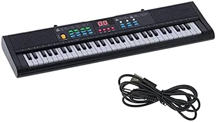 Vista 9 de Piano digital, multifuncional con micrófono, teclado eléctrico de 61 teclas para principiantes, estudiantes, práctica en casa, estudio de grabación