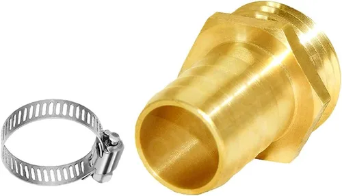Vista 11 de Joywayus 1/2" Barb x 3/4" Hembra GHT Rosca Giratoria Hexagonal Latón Jardín Manguera de Agua Conector de Cobre con Abrazadera de Acero Inoxidable