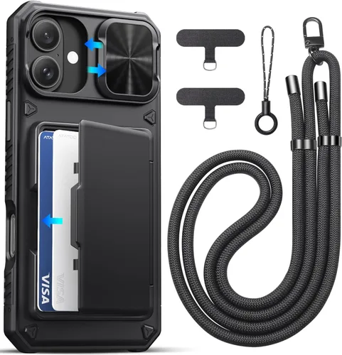 Vista 29 de ATATOO Funda para iPhone 17 con Portador de Tarjetas (Almacena 3-5 Tarjetas) [Bloqueo RFID] y Cubierta Deslizante para Cámara, Protección de Grado