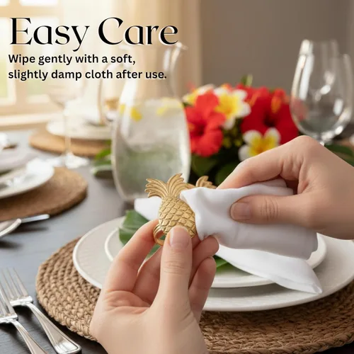 Vista 9 de ALPHA Living HOME Juego de 12 servilleteros de piña, oro antiguo, a granel, elegantes servilleteros de Acción de Gracias, Navidad, servilleteros
