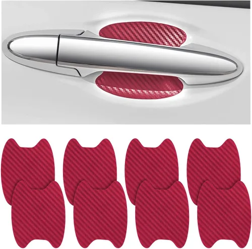 Vista 27 de 4 calcomanías protectoras para manija de puerta de automóvil, película protectora universal de fibra de carbono antiarañazos para la mayoría