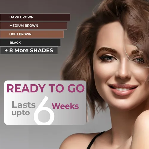 Vista 8 de Kit de tinte para cabello instantáneo MinaiBrow marrón claro 100% cobertura de canas hasta 30 aplicaciones, polvo de tinte natural con agua