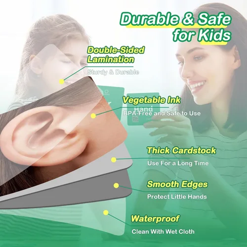 Vista 5 de Tarjetas flash de 50 primeras palabras para bebé con videos divertidos Tarjetas de imagen extra gruesas para terapia del habla, tarjetas