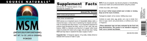 Vista 5 de Source Naturals MSM, (metilsulfonilmetano) - 16 onzas en polvo