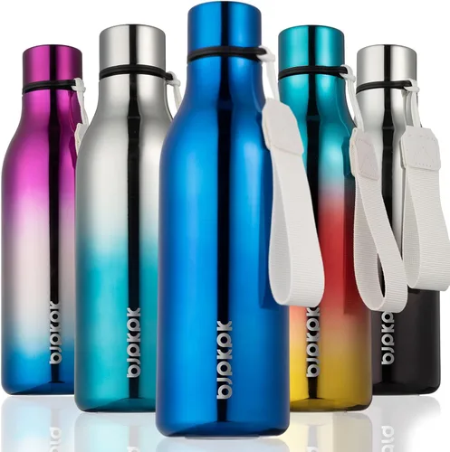 Vista 80 de BJPKPK - Botellas de agua aisladas, botella de agua de metal de acero inoxidable de 25 oz con correa, jarras, tazas, frascos libres de BPA a prueba
