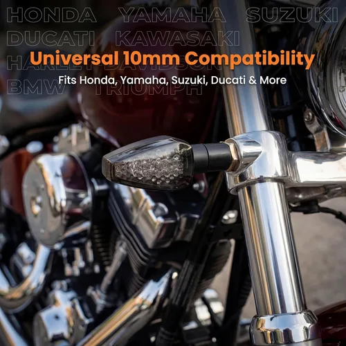 Vista 7 de ANKIA - 2 luces LED universales de 14 luces LED intermitentes de giro para motocicleta, mini indicadores de flecha de tallo delantero y trasero