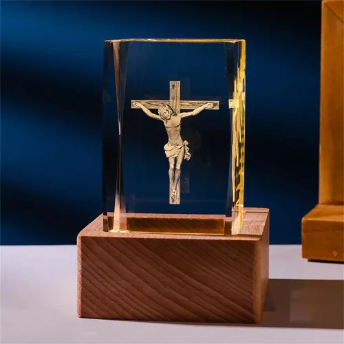 Vista 4 de Cubo de cristal de cristal modelo águila pisapapeles 3D grabado láser Figuras Feng Shui Souvenirs Crafts (Australia)