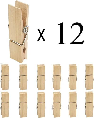Vista 7 de Alfileres de madera grandes, resistentes y resistentes (madera, 2.83 x 0.71 pulgadas, 12 unidades)