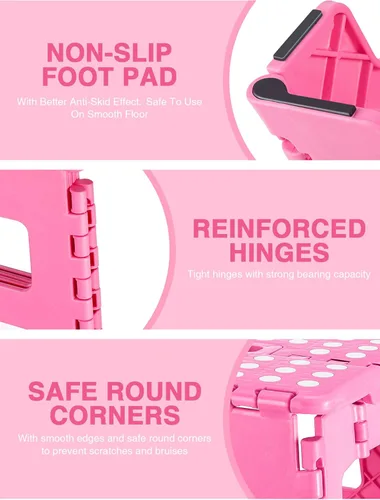 Vista 45 de Dyforce Taburete plegable de 9 pulgadas, taburete para niños, taburetes resistentes para adultos, taburetes de pie compactos, taburetes ligeros