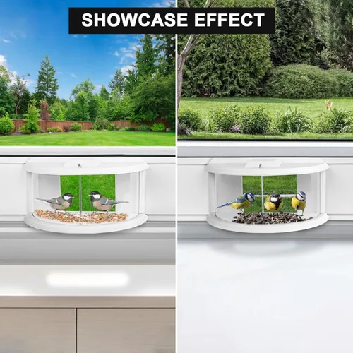 Vista 6 de Comederos para pájaros en ventana para ver – Comedero para pájaros de visión clara de 180°, duradero, elegante, se adapta a ventanas de 27 a 35