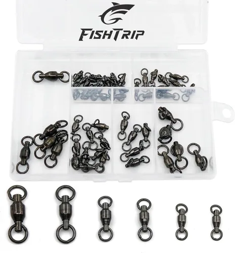 Vista 8 de Eslabones Giratorios de Pesca con Rodamiento de Bolas 30/50 piezas 0#-10# Aparejo de Pesca con Anillo de Soldadura Sólida de Acero Inoxidable