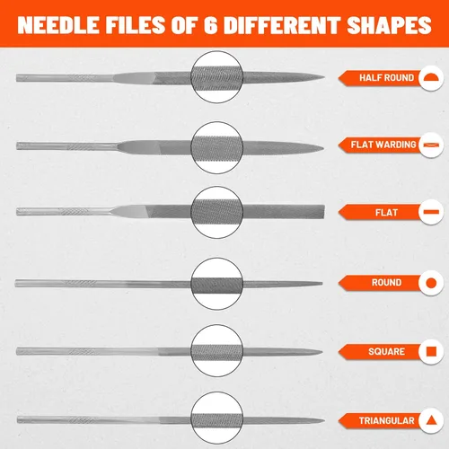 Vista 2 de ValueMax Juego de 7 Limas de Aguja Intercambiables, Juego de Limas Pequeño Incluye Lima Plana, Lima Plana con Punta, Lima Redonda, Lima